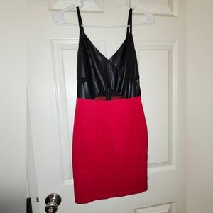 NWT cute black & red pleather Guess dress 2000s